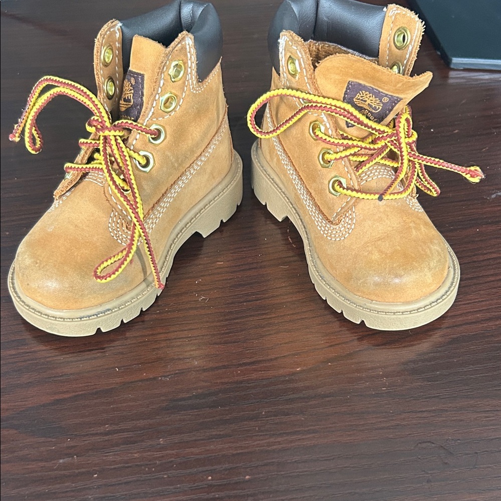 Timberland Youth Brown Boots with Yellow Laces